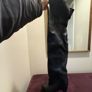 Black Over-the-Knee Leather Boots